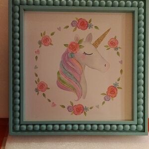 Unicorn Wall Art with Beaded Frame